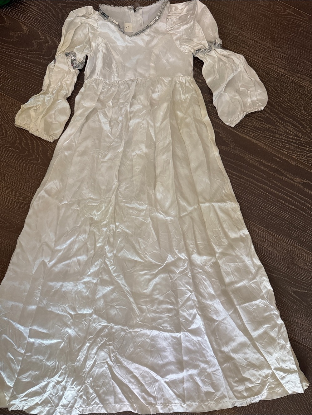 Halloween Girls White Long Puff-Sleeve Angel Costume Dress. Size 4-6